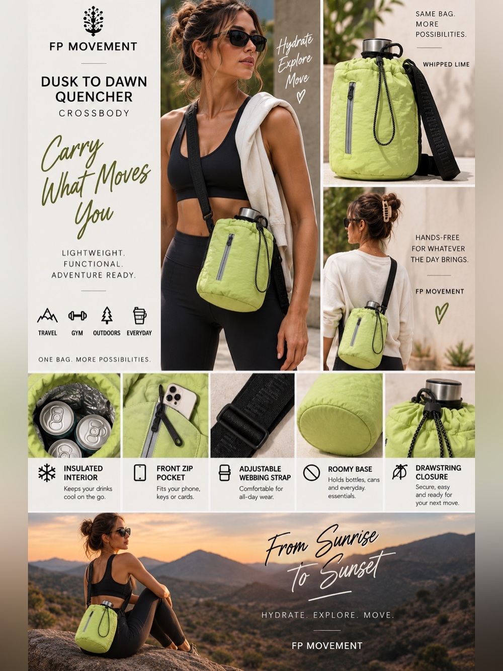 Free People Whipped Lime Crossbody Pouch - NEW